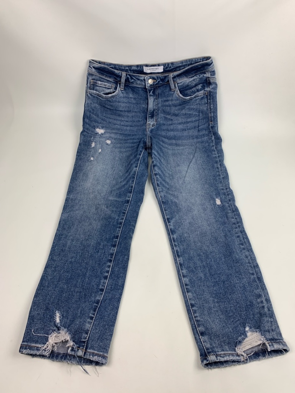 LOVERVET by Vervet Women's medium Blue denim Distressed Wide-Leg Jeans sZ 31 NEW